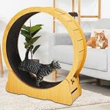 Cat Exercise Wheel for Indoor Cats,39" Large Cat Treadmill Wheel with Detachable Carpeted Runway,Natural Solid Wood Sturdy Running Wheel for Kitty Running/Training/Walking,Suitable for Most Cats