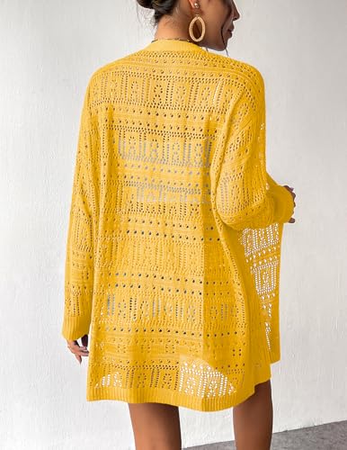 Image of Zeagoo Womens 2026 Summer Crochet Cardigan Sweaters Lightweight Long Sleeve Open Front Kimono Boho Knit Cover Ups