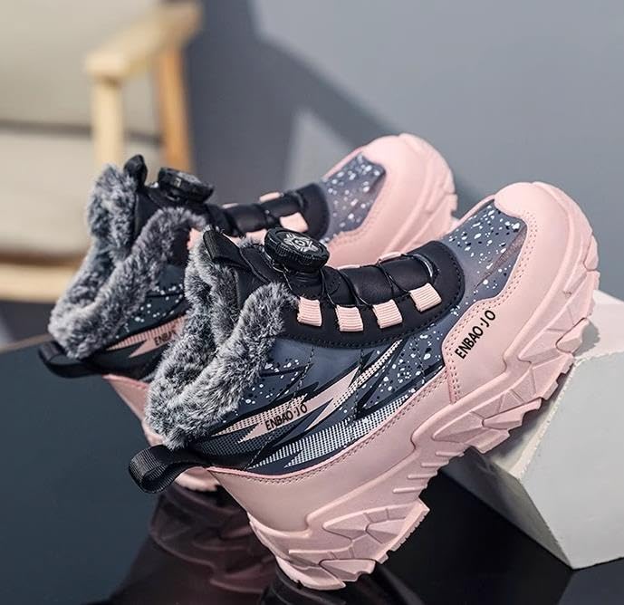 Kids/Girls/Boys Winter Warm Hiking Snow Boots Outdoor Insulated Fur Lined Waterproof Ankle Shoes Winter fleece sneakers4