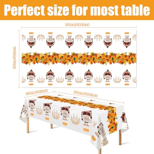 OHOME-3-Pack-Thanksgiving-Tablecloth-Disposable-Fall-Thanksgiving-Party-Supplies-Rectangular-Plastic-Tablecloths-54-x-108-for-Thanksgiving-Table-Decor OHOME 3 Pack Thanksgiving Tablecloth Disposable Fall Thanksgiving Party Supplies Rectangular Plastic Tablecloths 54 x 108 for Thanksgiving Table Decor