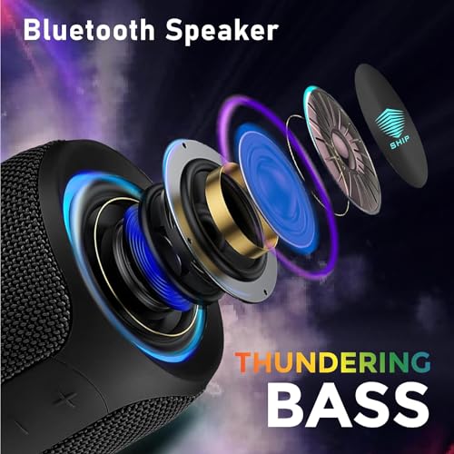 Image of SHIP Coral BTS08 Pro Series Portable Bluetooth Speaker with 16Watt Loud Sound | IPX7 Water Resistance | TWS Feature, Up to 14H Total Playtime | Multi-Compatibility Modes (Napoleon Black)