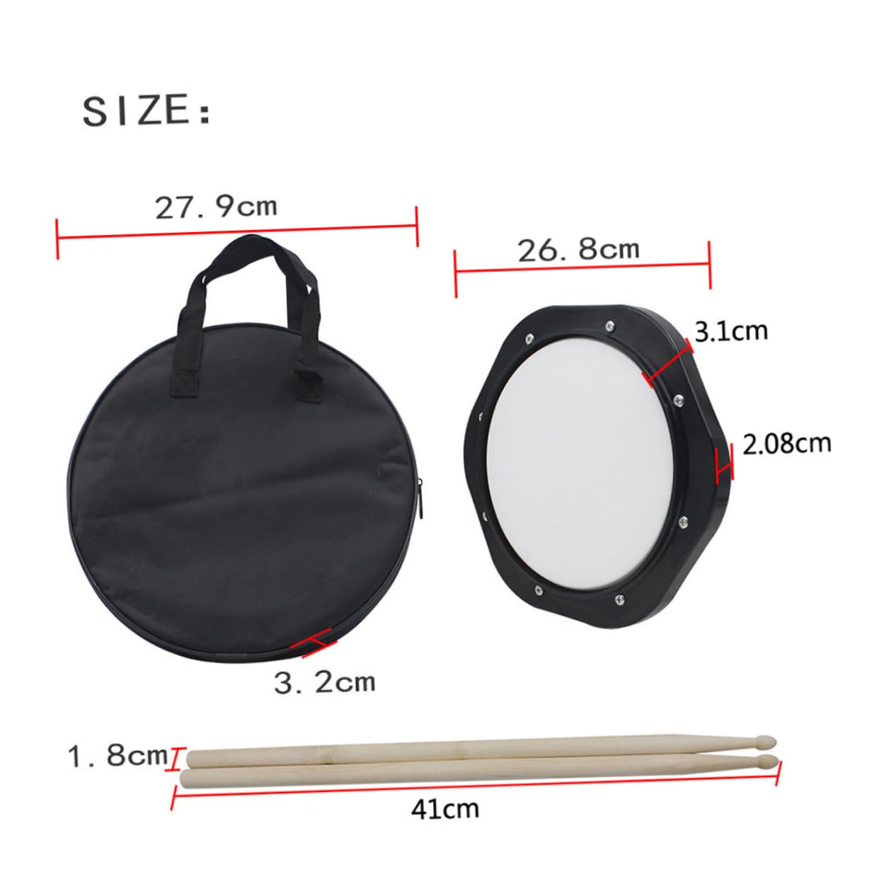 Pad de Práctica de Batería de Plástico de 10 Pulgadas Negro