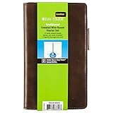 DayTimer 8884402A Day-Timer Aviator Distressed Leather Wallet Starter Set, Undated, Wirebound, Pocket Size, 3.5 x 6.5 Inches, Dark Tan (88844)