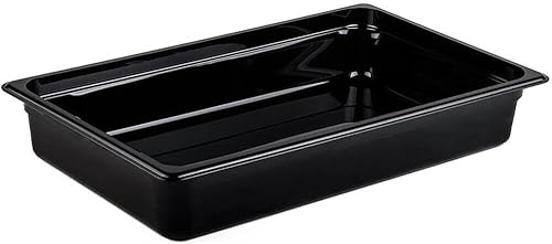 Cambro 14CW110 Camwear - Sartén de plástico tamaño completo de 4 pulgadas de diámetro negro, caja de 6