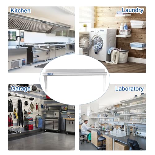 Image of HARDURA Stainless Steel Shelf 12 inch x 48 inch, 250lb Commercial Shelves Wall Mount Metal Shelving with Backsplash and Brackets for Kitchen, Restaurant, Laundry Room and Home
