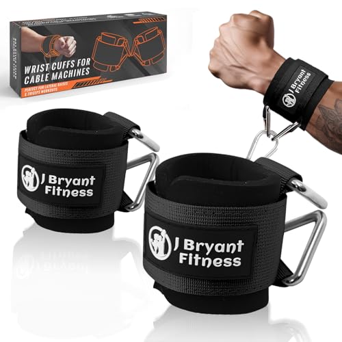 J Bryant Sangles de Poignet Rembourrées en Néoprène – Système de Bracelets Réglables avec Anneaux Métalliques Triangulaires pour Machines à Câbles,...