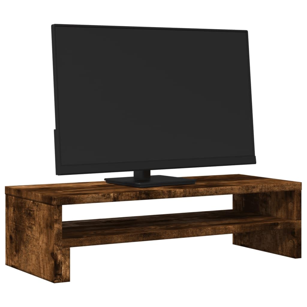 Supporto per monitor in rovere affumicato, 54 x 22 x 15 cm, rialzo ergonomico da scrivania in legno per ufficio e casa