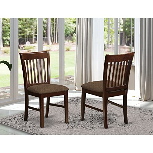 East West Furniture Nfc-Mah-C Norfolk Dinette Chairs - Linen Fabric Upholstered Wooden Chairs, Set Of 2, Mahogany #TOP1
