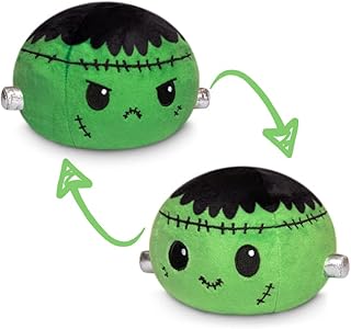 TeeTurtle | The Original Reversible Halloween Ball Plushie | Patented Design | Green Monster | Happy + Angry | Show Your Mood Without Saying a Word!