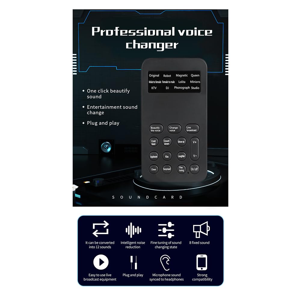 S9 Voice Changer 12 Modulateur de Voix avec Fonctions de Changement de Voix Réglables pour Téléphone, Ordinateur, Carte Son et Un Outil de Micro, Travail Soigné et