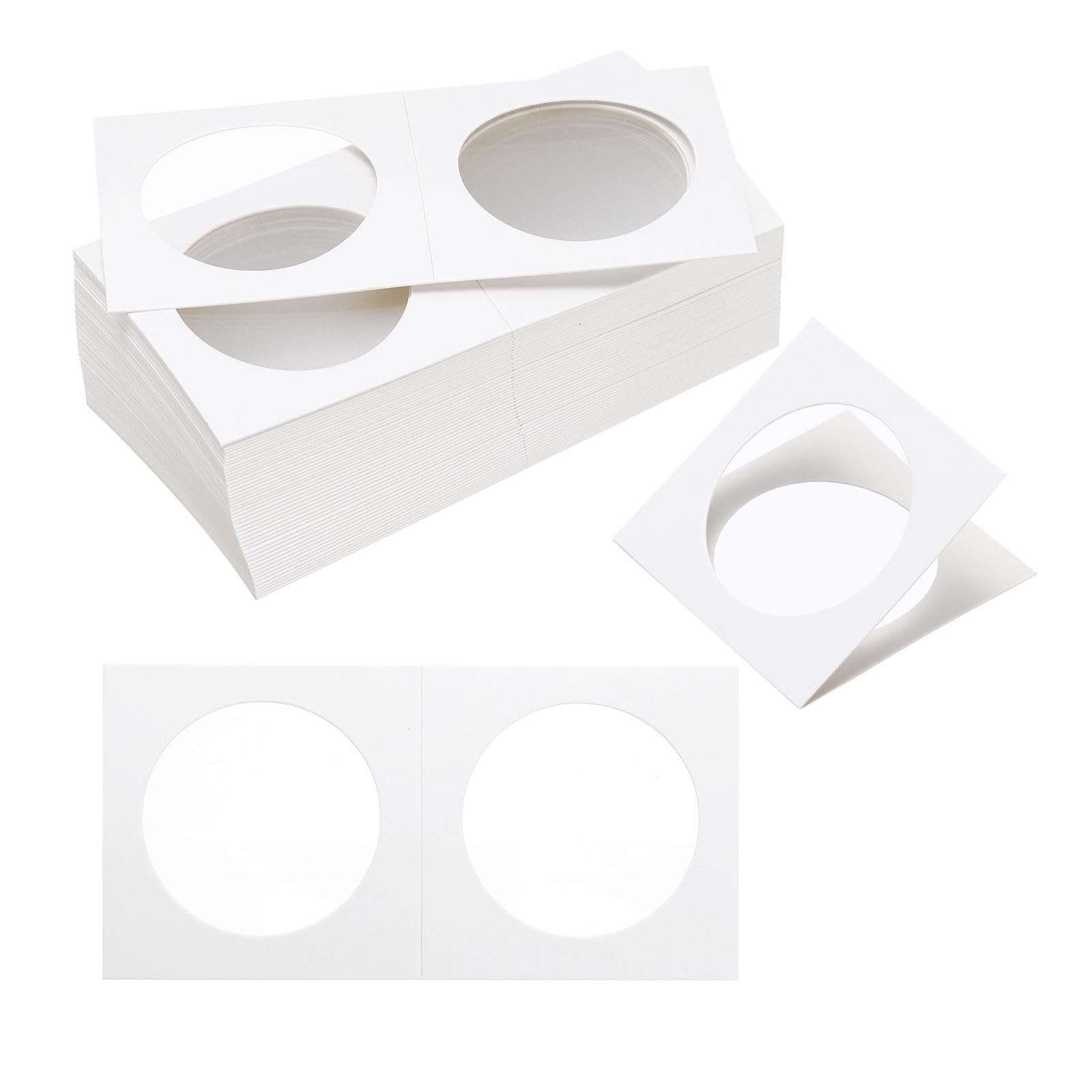 PATIKIL 2x2 Coin Flips, 250 Pack 37mm Cardboard Coin Holder Paper Coin Holders for Coin Collection Supplies Collector White