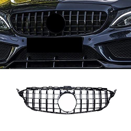 Gangying Grille avant W205 GTR GT Style pour Mercedes Classe C C250 C300 C350 C400 (2015-2018), ne convient pas à C63 Noir brillant Cover