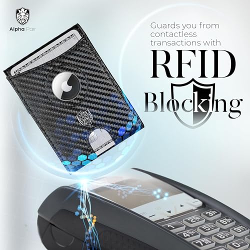 ALPHA PAIR Smart Wallet with AirTag Holder & Clip - Minimalist Bifold RFID Blocking Wallet - AirTag Wallet Men with Money Clip, 10 Credit Card Slots, 1 Transparent ID Window – Mens Wallet- Orange3