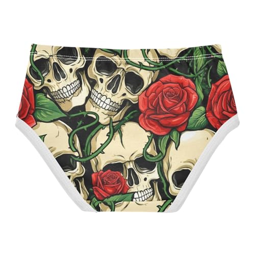 Skulls Red Roses Green Leaves Cute Panties Girl Girls Underwear Toddler Cotton Stylish Briefs Underpants 2t2