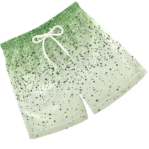 Pigsaly Boys Swim Trunks Light Pale Green Gradient Flashing Glitter Boys Board Shorts Swimsuit Swimwear Bathing Suit 5T