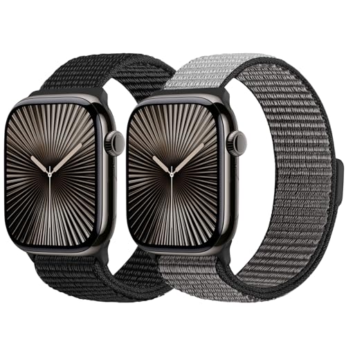 Ya en manzanajugosa.com: YONGBB 2 Pack Correas Deportivas de Nailon Compatible con Apple Watch 38mm 40mm 41mm 42mm 44mm 45mm 46mm 49mm, Correa de Repuesto Ajustable para iWatch Series 11/10/9/8/7/6/5/4/3/2/1/SE 3/Ultra 3