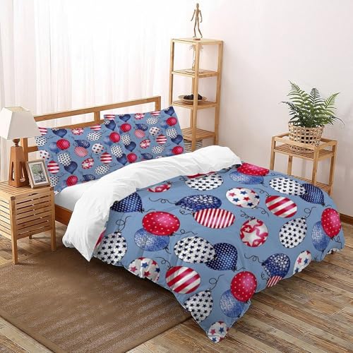SHEVOVER Ballon à Motifs Housse De Couette Ensemble Impression Thème Simple Ensemble De Literie Microfibre Literie 3 Pièces avec 2 Taies d'oreiller Enfants Double（200x200cm）