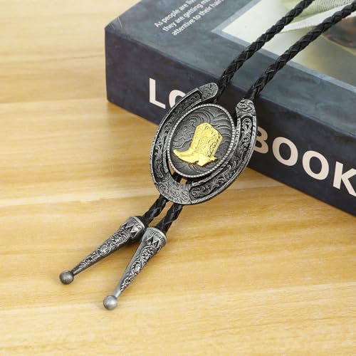Image of HUABOLA CALYN Native American Bolo tie Rodeo Cowboy Leather Necktie Western Bolo ties for Men Women Necktie for Concert Fans