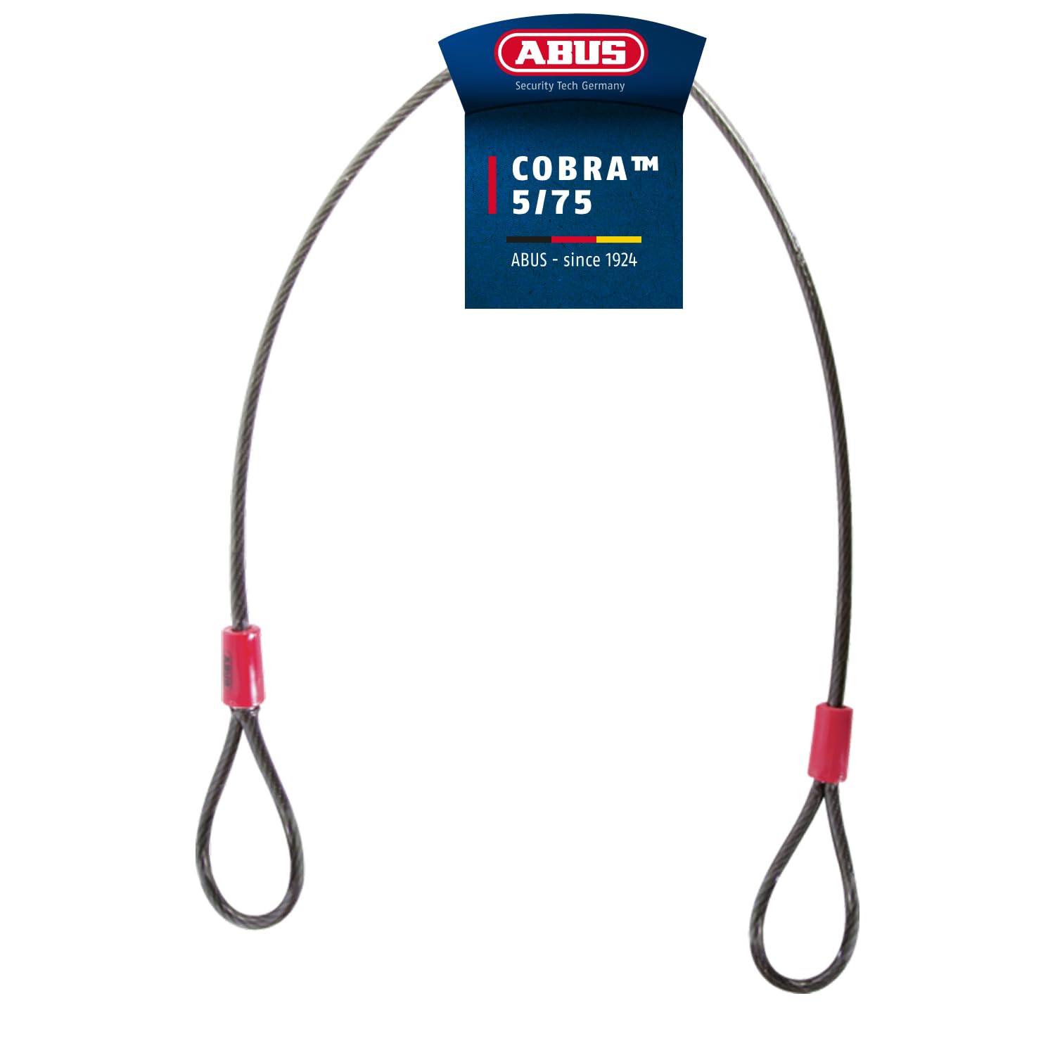 ABUSloop cable Cobra 5/75 - steel cable coated with plastic - security for bicycle and motorbike accessories - 75 cm long, 5 mm thick