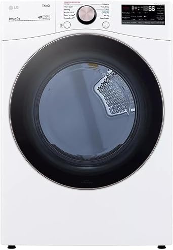 LG DLGX4001W 7.4 Cubic Feet Ultra Large Capacity Smart Wi-Fi Enabled Front Load Gas Dryer with TurboSteam Technology and Built In Intelligence (White)