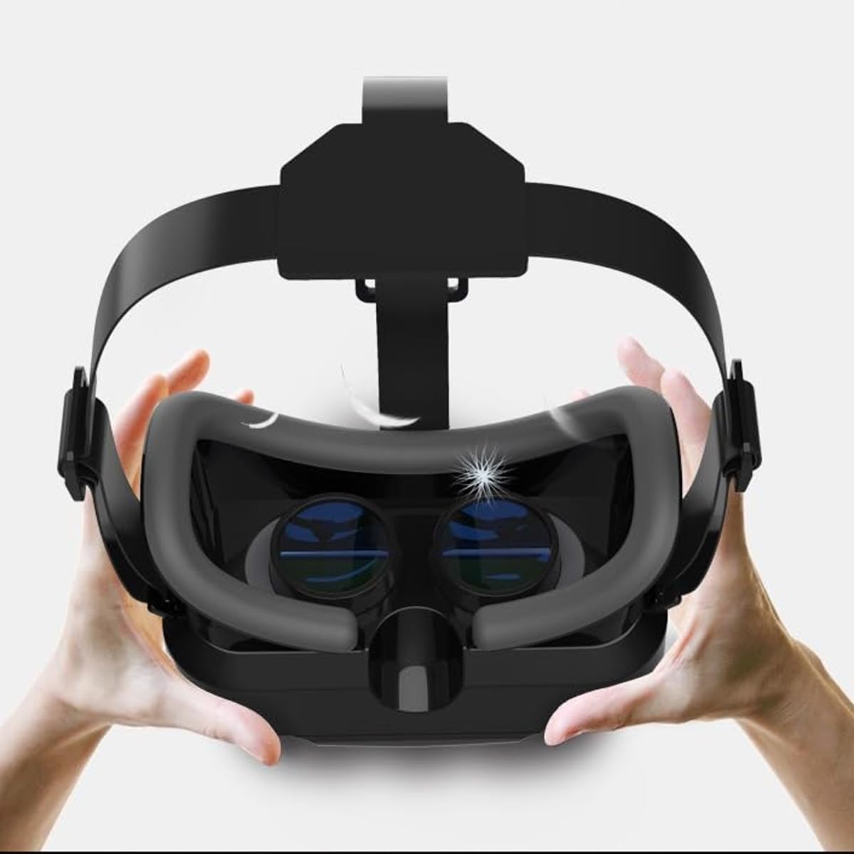 Lunettes VR 3D avec écouteurs 360°, grand écran, lumière bleue, distance pupillaire réglable