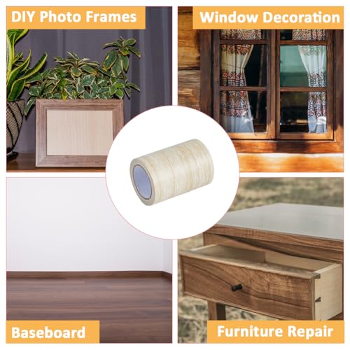 Image of Self Adhesive Wood Grain Repair Patch 3inchx15feet Wood Grain Tapes Durable Multi-Use Adhesive Patch Wood Colored Stickers Upholstery Wood Duct Tape for Doors Floor Furniture