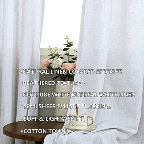 White Sheer Curtains 45 Inch Length For Bathroom Window 2 Panels Set Gourmet Non See Through Linen Short Cafe Window Treatments Valance For Kitchen Small Bedroom #TOP1