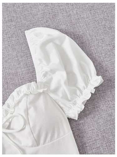 Verdusa Women's Babydoll Tops Puff Sleeve Sweetheart Neckline Top Crop Top4