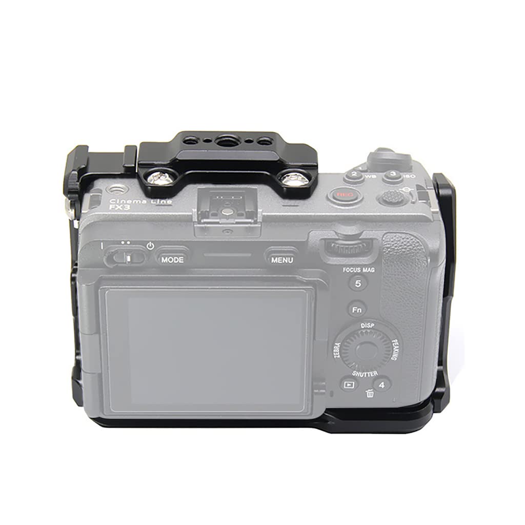 Gabbia per videocamera portatile compatibile con Sony FX30 FX3 FX3 Full Protective DSLR Cage Rig con fori per viti da 1/4 di pollice e 3/8 di pollice (gabbia A con guida NATO)