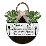 Shang Pin Kitchen Rules Wall Art Decor Sign Rustic Farmhouse Kitchen Wooden Round Hanging Decoration Home Living Room for Dinning Room Wall Decor (Kitchen - 4)