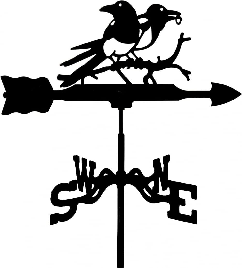 WIQUYBML Metal Weather vanes Weathercock, Wind Vane Direction Indicator for Garden Decor Roof Outdoor, weathervane Courtyard Decoration Professionnel Measuring Tool-Magpie