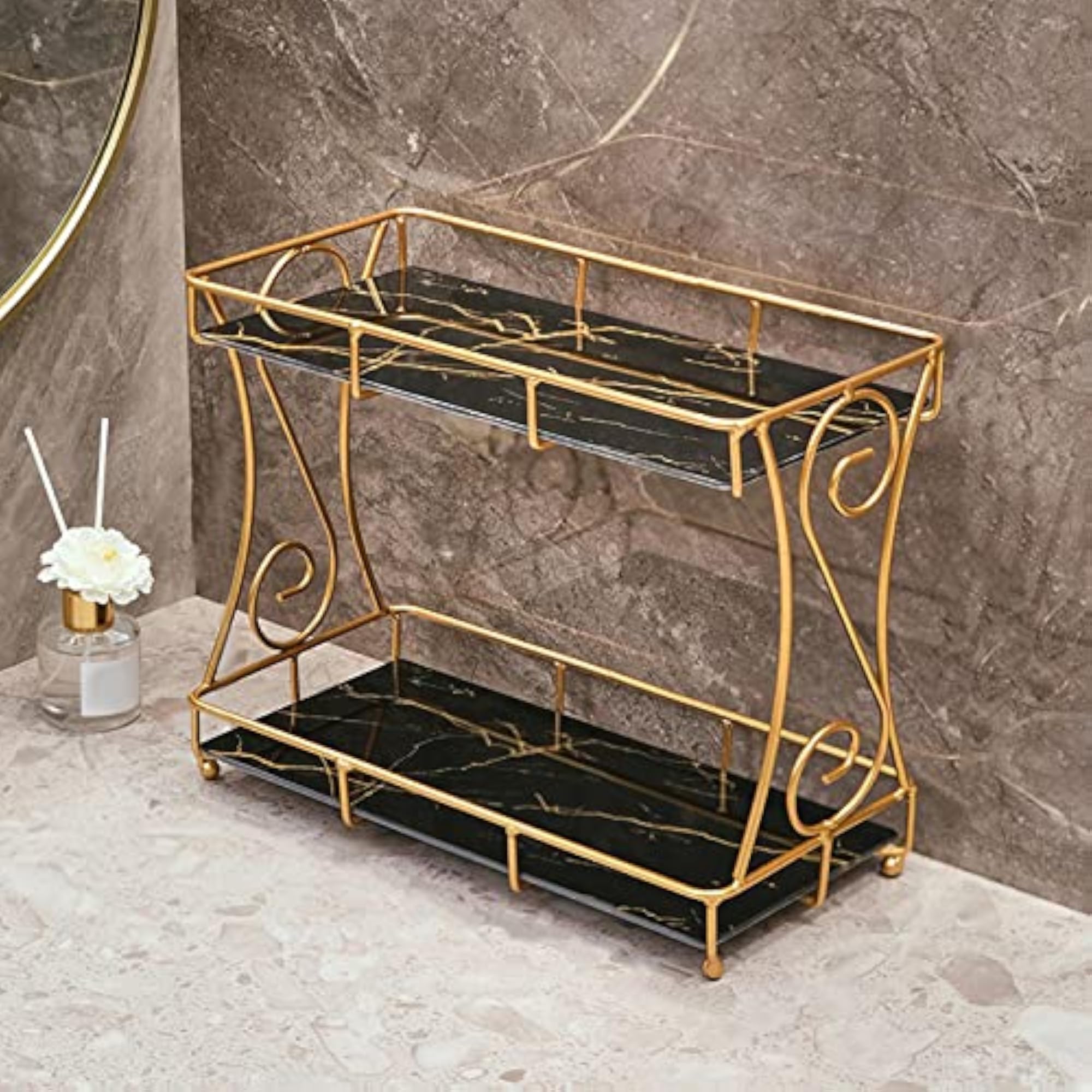 Iron Cosmetic Storage Rack for Bathroom Countertop