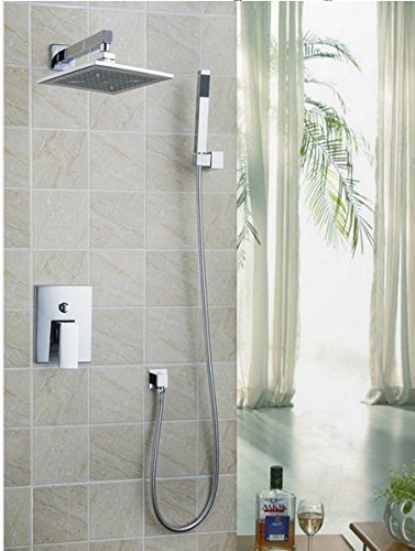 Ensemble de douche pluie carré chrome avec mitigeur baignoire Gowe