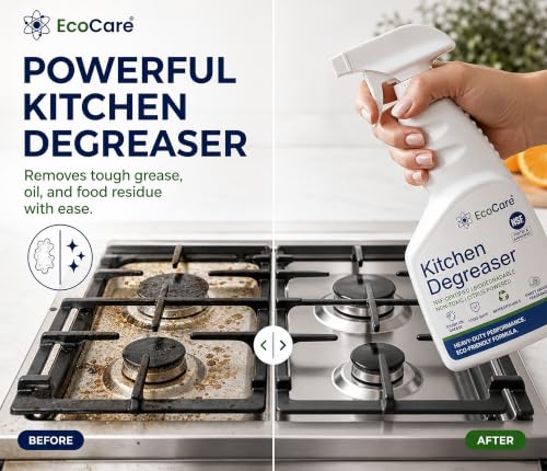 Image of EkoPower Kitchen Cleaner Degreaser | Food-Grade Cleaning Spray For Tough Grease & Burnt Grill | Remove Stubborn Stains on Steel, Copper, Stoves, Chimneys, Counter Tops, Cookware & Appliances 400ML