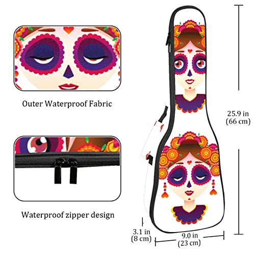 Sac pour ukulélé de dessin animé Calavera Sugar Skull mexicain pour ukulélé soprano ténor concert 58,4 cm 10 mm d… - Les Beatles, Paul McCartney, John Lennon, RIngo Starr, George Harrison Sac pour ukulélé de dessin animé Calavera Sugar Skull mexicain pour ukulélé soprano ténor concert 58,4 cm 10 mm d… – Image 5