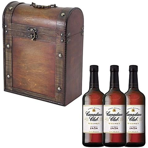 3 x Canadian Club Blended Whiskey in Antique Effect Gift Box With Handcrafted Gifts2Drink Tag Cover