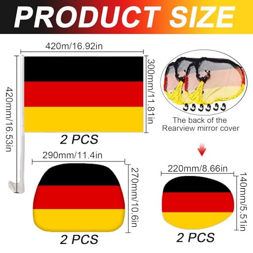 Deutschland Fan-Set, 6-teilig, Autofahnen, Länderflagge, Sport-Dekoration (6-teiliges Deutschland)