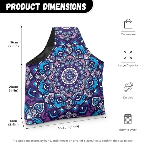 Image of ZUXONGSY Mandala Yarn Bags for Knitting Retro Floral Yarn Tote Bag for Women Floral Portable Knitting Project HanbBag for Crochet Hooks