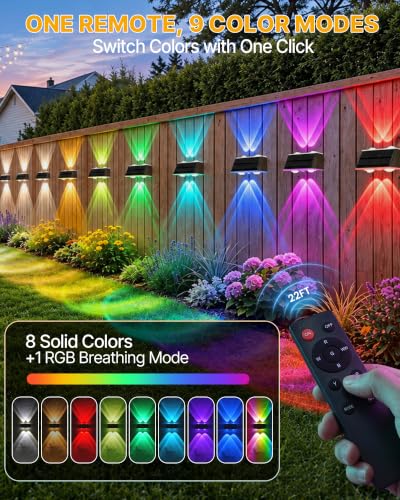 Cybrasc Solar Fence Lights Outdoor with Remote Control, 2 Pack, 100LM - image 3