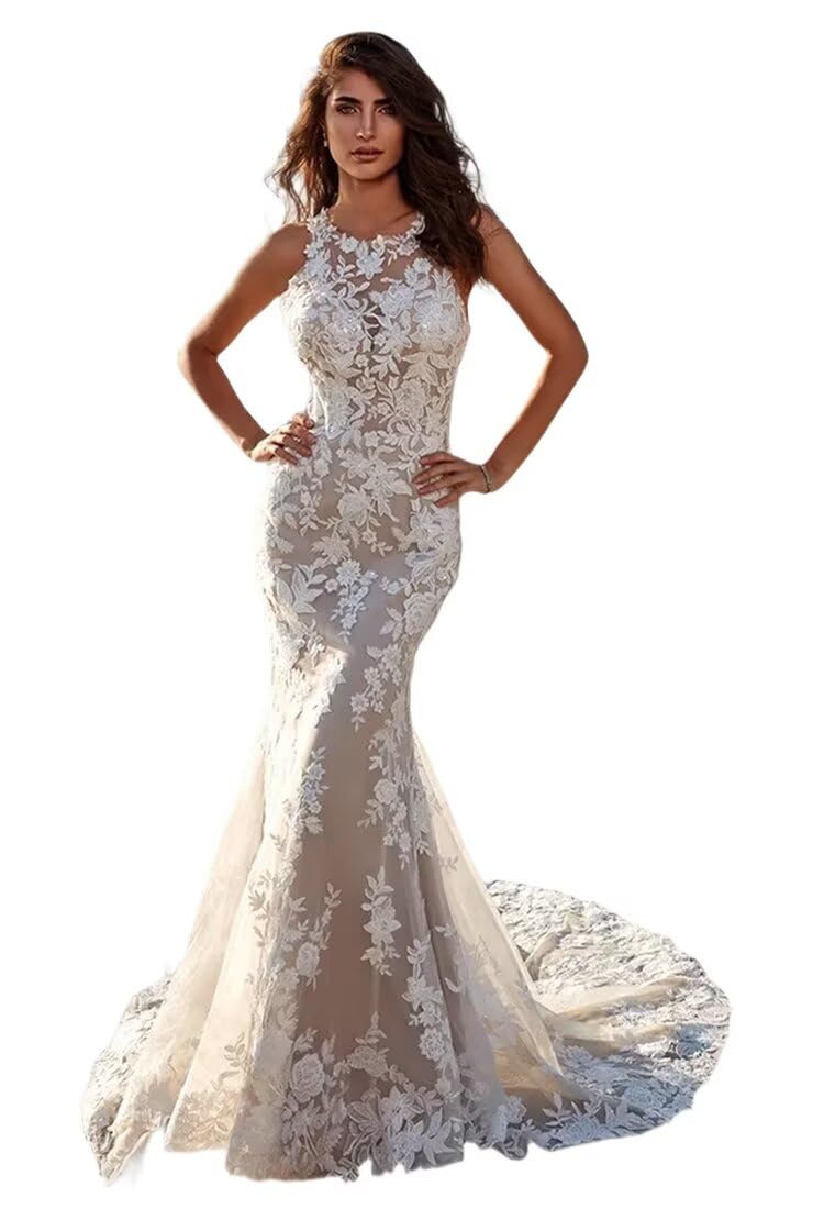 Lace Tulle Wedding Dresses for Bride Boho Beach Wedding Gowns 2026 for Women