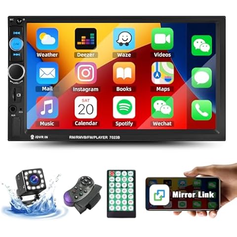 CAMECHO 2 Din Car Stereo with Backup Camera Cover