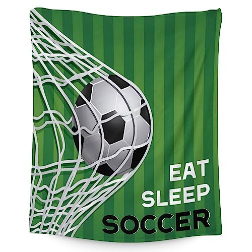 Mercuryelf Soccer Blanket Gifts, 50"x60" Funny Football Throw Blankets for Boys Kids, Cozy Lightweight Fleece Plush for Sofa Bed Room Decor