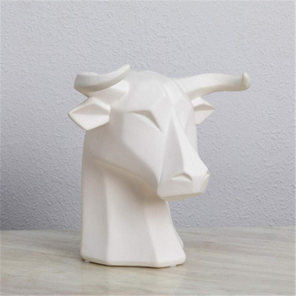 Amazon.co.jp: 置物動物の白い牛の頭セラミックホワイトウェア像の装飾