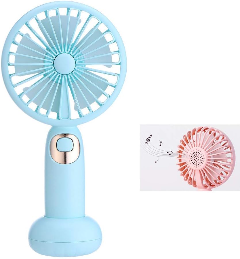 JXILY Ventilador Personal Portátil Bocina Bluetooth Pequeño Fan De Mano Batería Recargable como Un Regalo No Ocupará Demasiado Espacio Fácil De Usar,Azul