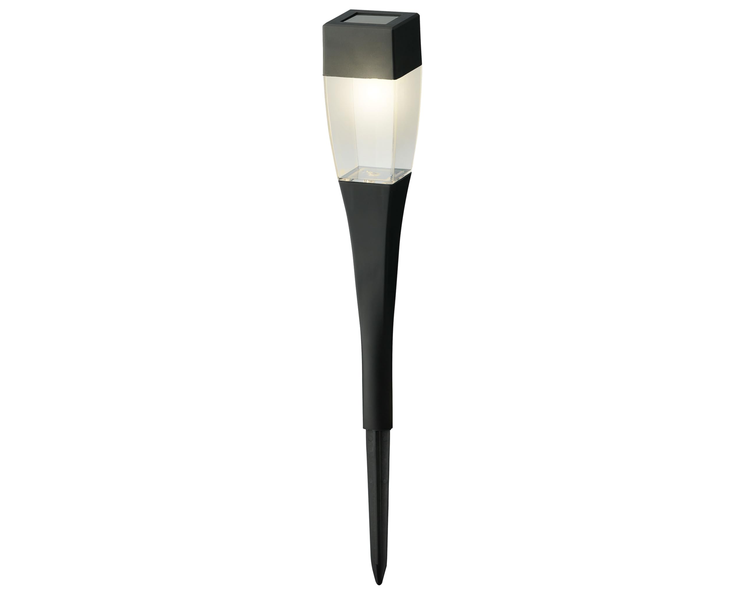 Lumineo Black Solar Powered Garden Pathway Stake Light Square Led Post Light With Warm White Light 27.5Cm
