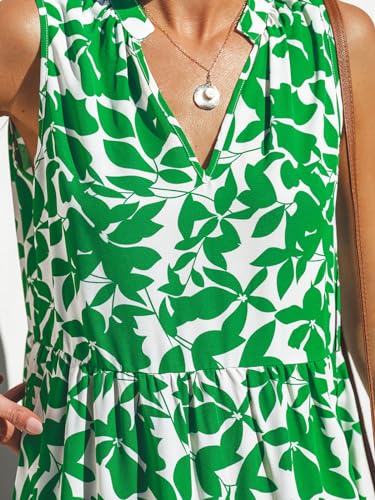 Image of CUPSHE Women's Ruffle Beach Mini Dress Split V Neck A Line Sleeveless Geometric Stripe Tropical Leaf Pattern Summer Dresses