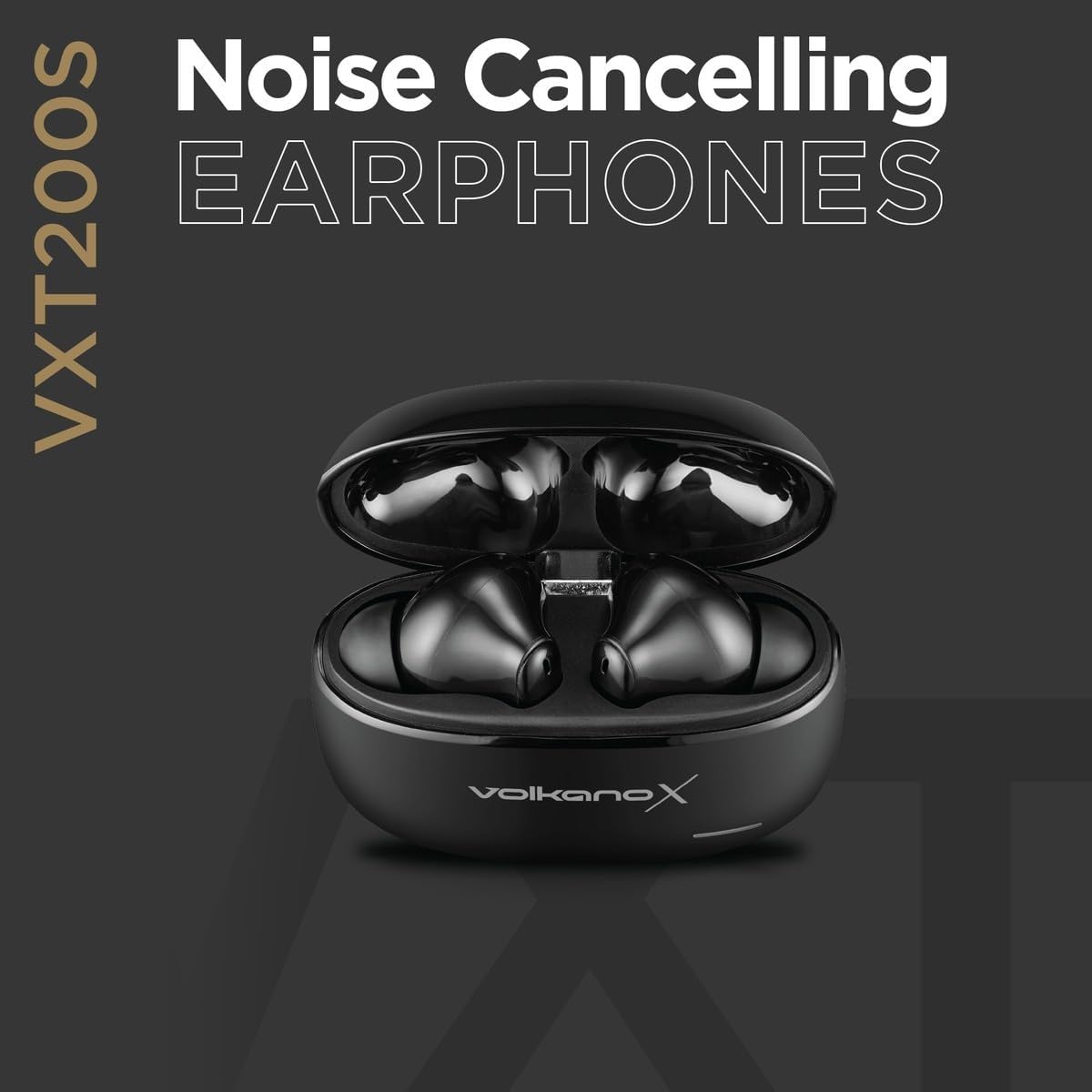Graphic highlighting Noise Cancelling feature of Volkano X VXT200S Earphones
