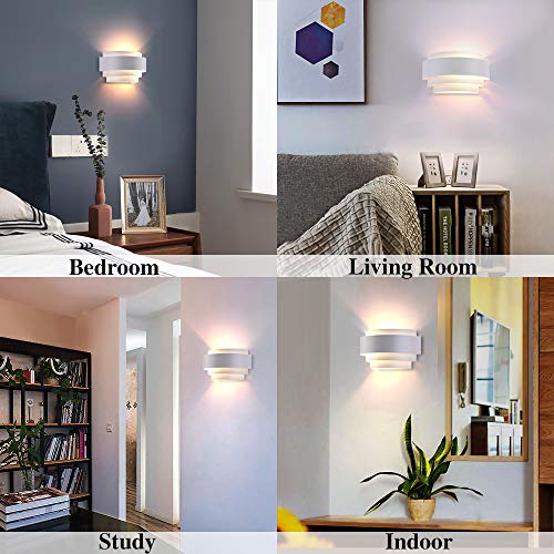LIGHTESS Modern Sconces 7W Up and Down Wall Lights Hardwired LED Wall Lamp Indoor for Bedroom Hallway, Warm White, 3000K