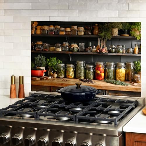 Image of Herb Spice Shelf Kitchen Backsplash Peel and Stick, 35.4x23.6 in
