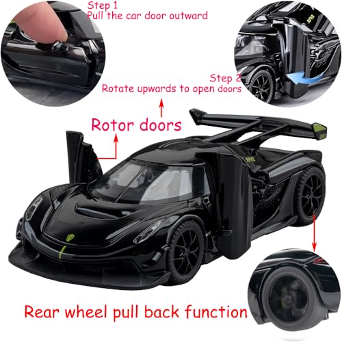 Toy Cars Model Jesko Black Alloy Collectibles Die-cast Vehicles with Sound and Light - Image 5